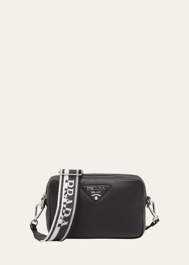 Prada Triangle Logo Zip Camera Crossbody Bag | Bergdorf Goodman