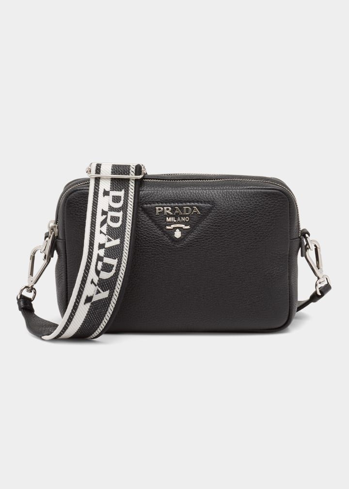 Prada Triangle Logo Zip Camera Crossbody Bag | Bergdorf Goodman