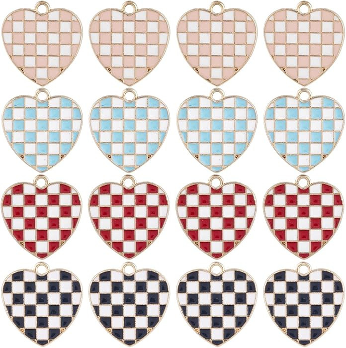 SUNNYCLUE 40Pcs 4 Colors Alloy Heart Charms Mini White Hearts Enamel Charm Bulk Love Red Pink Val... | Amazon (US)