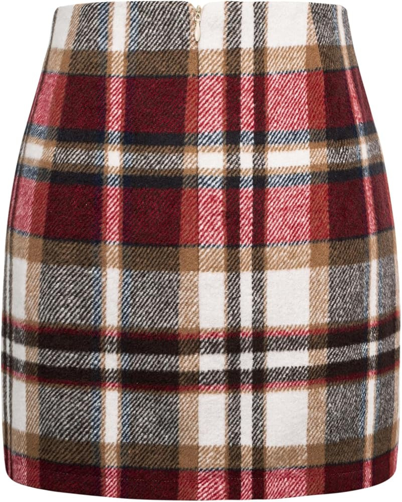 Kate Kasin 2024 Plaid Pencil Skirts for Women High Waisted Casual Stretch Bodycon Mini Skirt | Amazon (US)