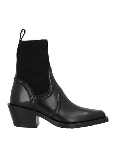 Chloé Woman Ankle boots Black Size 5.5 Leather, Textile fibers | YOOX (US)