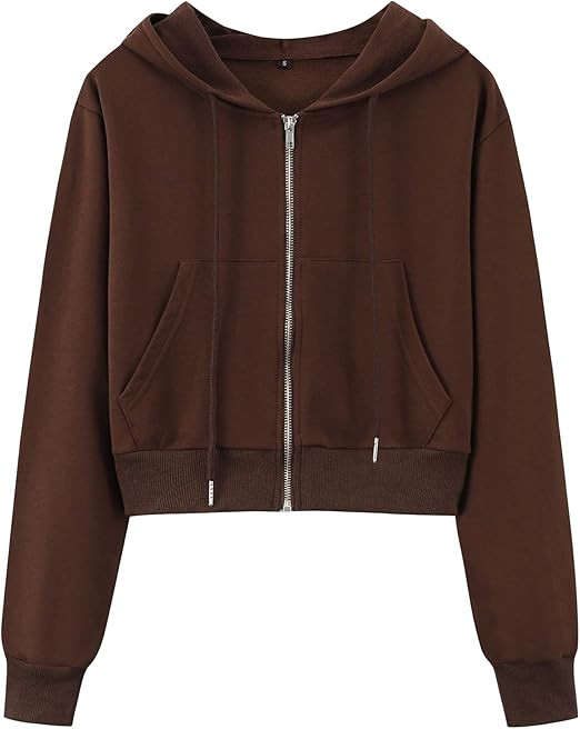 Yimoon Zip Up Hoodie Women Cropped Casual Sweatshirts Workout Long Sleeve Drawstring Hooded Jacke... | Amazon (US)