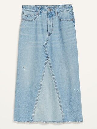 Higher High-Waisted Light-Wash Cut-Off Jean Maxi Skirt for Women | Old Navy (US)