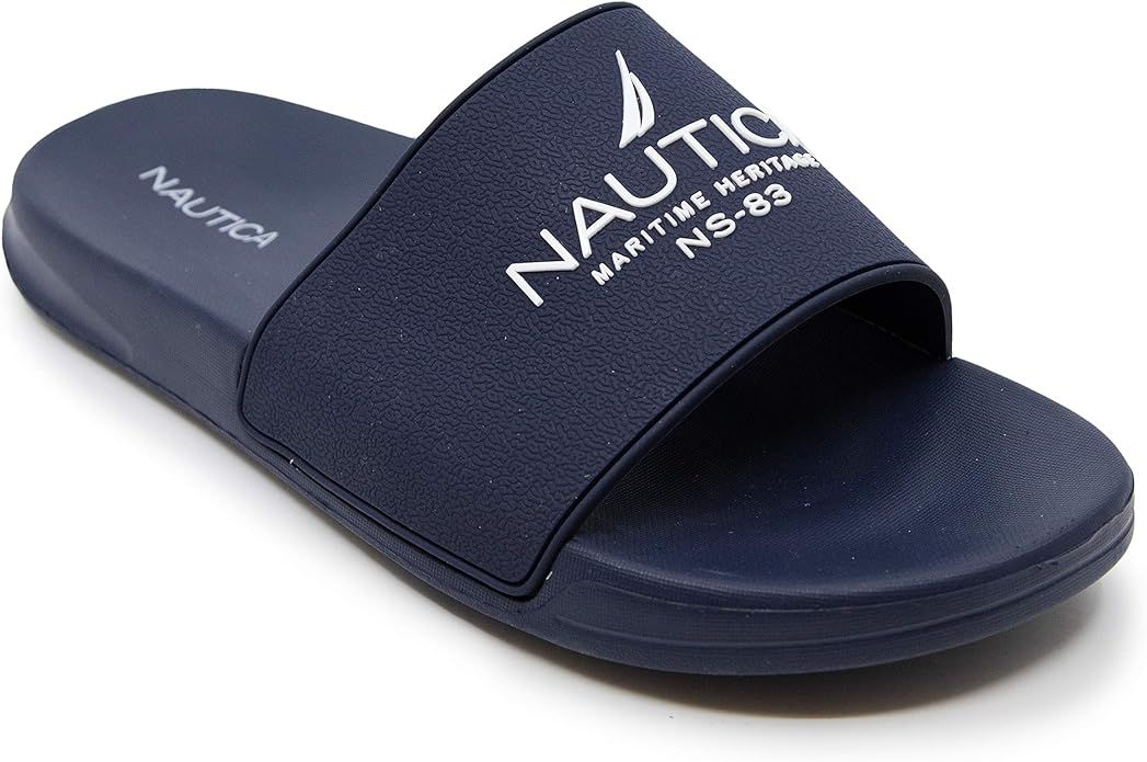 Nautica Men's Shower Sandals Open Toe Soft Slide House Slipper for Indoor & Outdoor | Amazon (US)