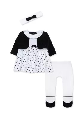Little Me Baby Girls Sparkle Bows Dress Set with Headband | Belk