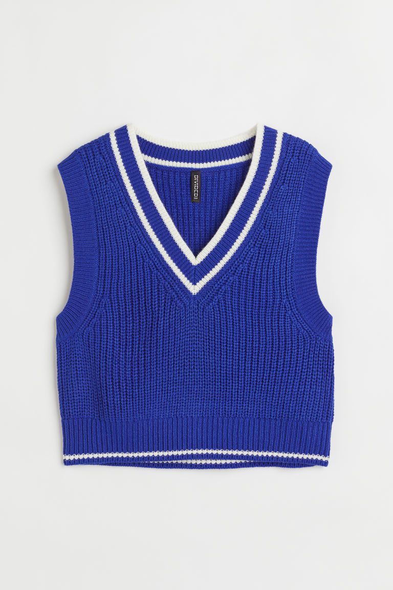 H & M - Rib-knit Sweater Vest - Blue | H&M (US + CA)
