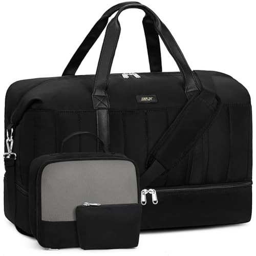 IBFUN Weekender Bags for Women, Travel Duffle Bag with Shoe Compartment Carry on Weekender Overnight Duffel for Weekend Travel Business Trip 3PCS | Amazon (US)