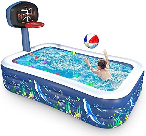 Inflatable Swimming Pools, Family Full-Sized Inflatable Pools, 118" x 72" x 22" Blow Up Kiddie Po... | Amazon (US)