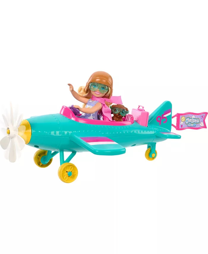 Barbie Chelsea Can Be Plane Doll and Play Set, 2-Seater Aircraft with Spinning Propeller and 7 Ac... | Macy's