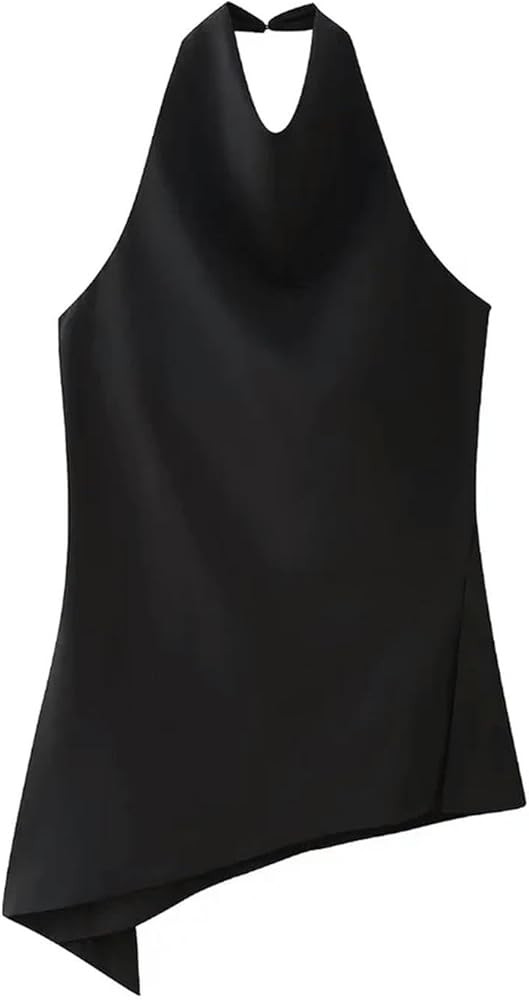 Women's Flowing Asymmetric Tank Tops, Halter Neck, Sleeveless, Female Camis, Fashion | Amazon (US)