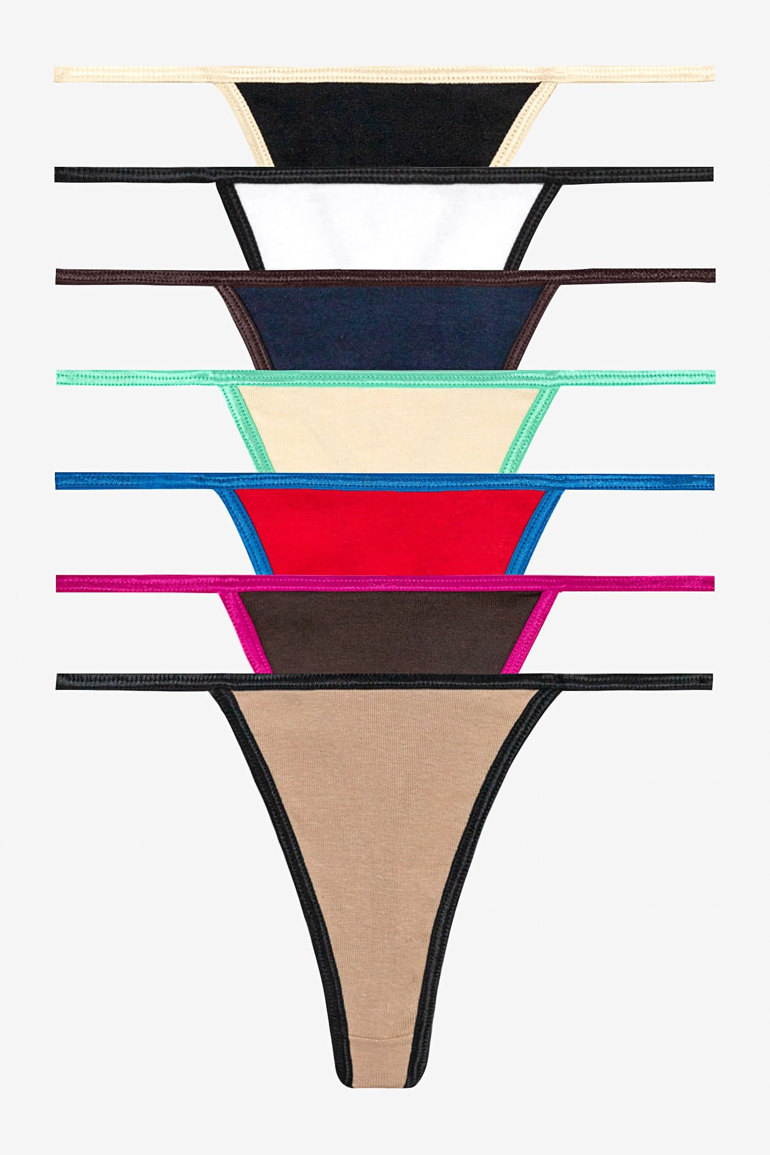 43013SET - Contrast Baby Rib Thong 7-Pack | Los Angeles Apparel
