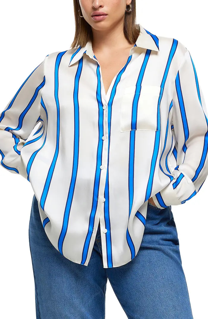 River Island Stripe Satin Shirt | Nordstrom | Nordstrom