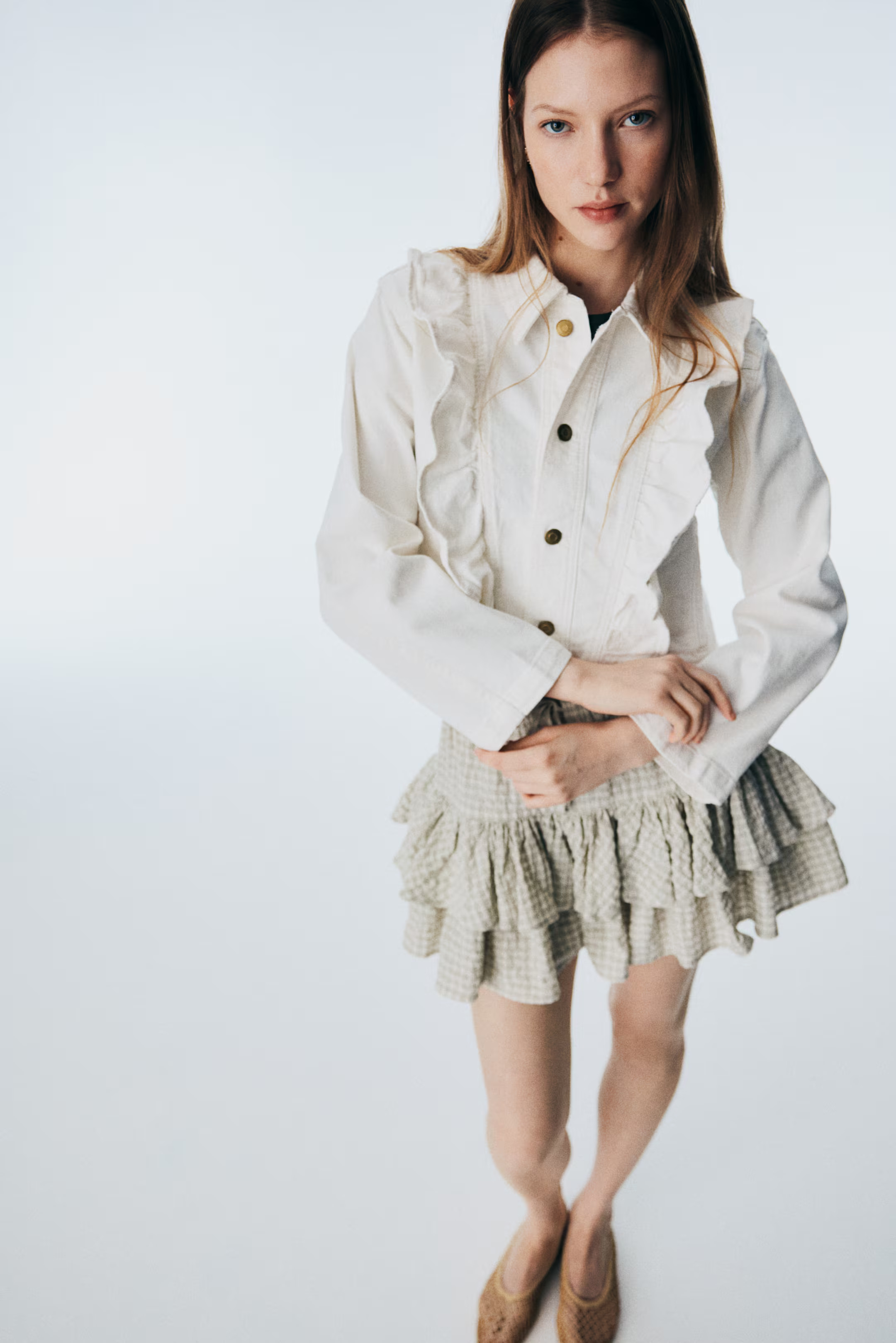 Ruffle-Trimmed Denim Jacket | H&M (US + CA)