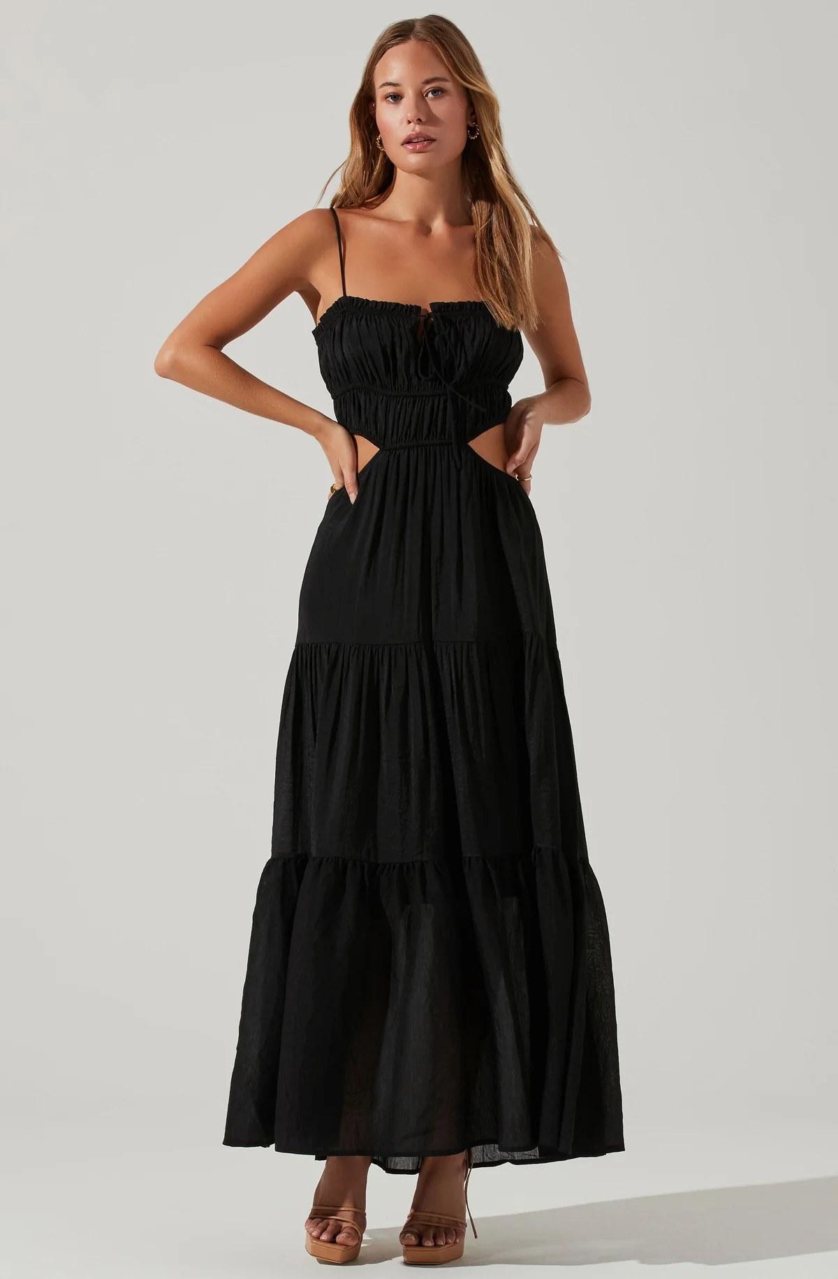 Odina Smocked Cutout Tiered Maxi Dress | ASTR The Label (US)