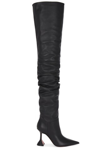 AMINA MUADDI Olivia Thigh High Nappa 95 Boot in Black | FWRD 
