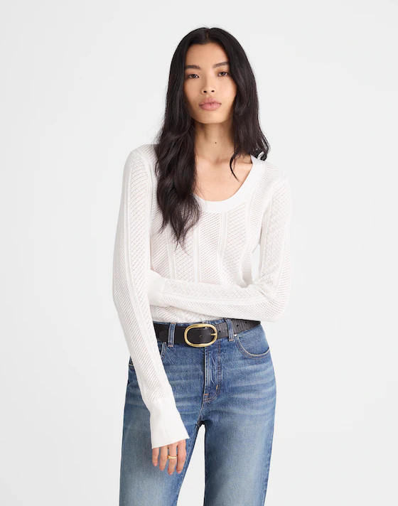 The Signature Knit Lace-Stitch Sweater | Madewell | Madewell