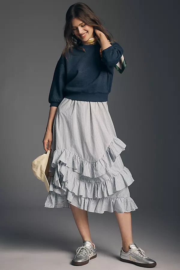 Twofer Ruffle Sweatshirt Dress | Anthropologie (US)