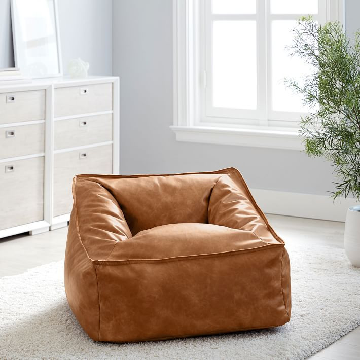 Vegan Leather Caramel Modern Lounger | Pottery Barn Teen | Pottery Barn Teen