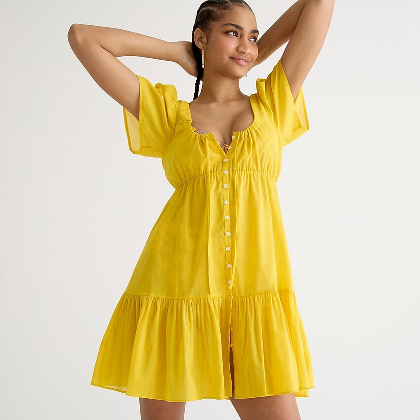Cotton voile tiered button-down beach dress | J. Crew US