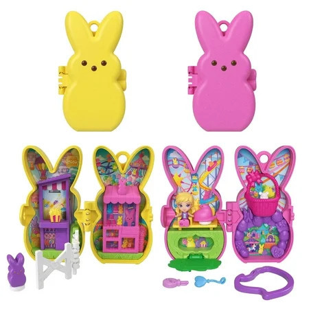 Polly Pocket x PEEPS, Doll & 2 Playsets with 7 Themed Accessories, Compact Travel Toy with Keychain Clip | Walmart (US)