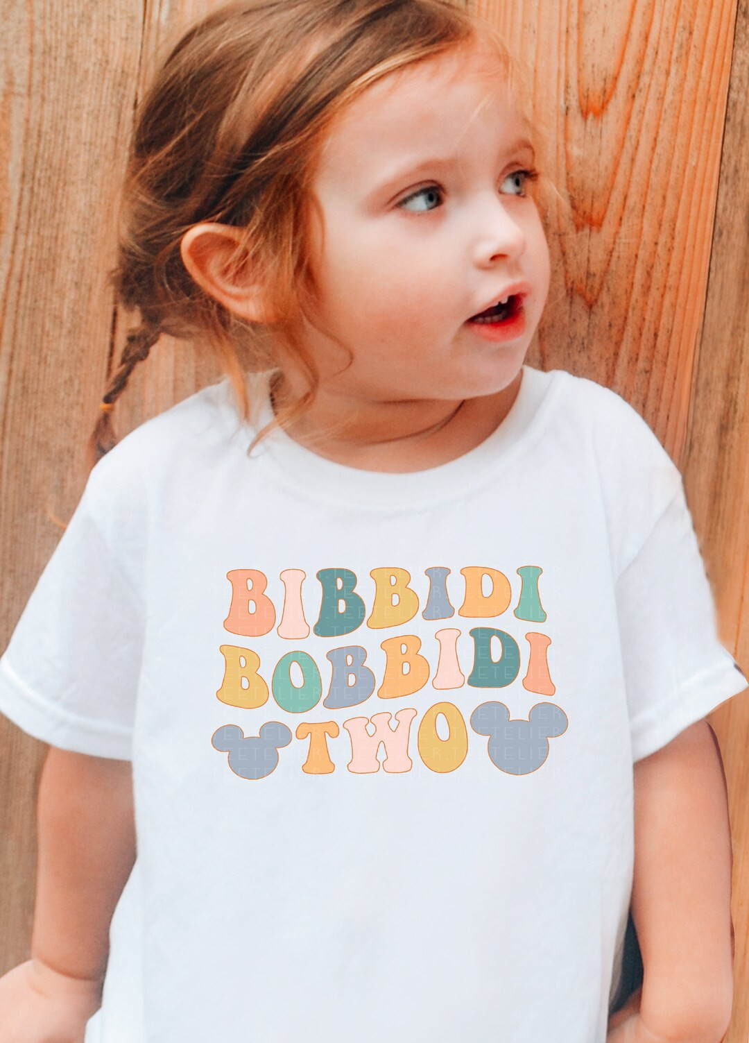 Bibbidi Bobbidi Two Shirt Cute Mouse Ears Second Birthday 2nd Birthday Tee Retro Colorful T-shirt... | Etsy (US)