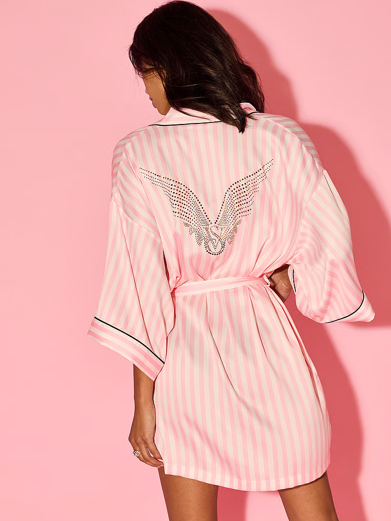 Buy Satin Short Piped Robe, Print - Order Robes online - Victoria's Secret US | Victoria's Secret (US / CA )