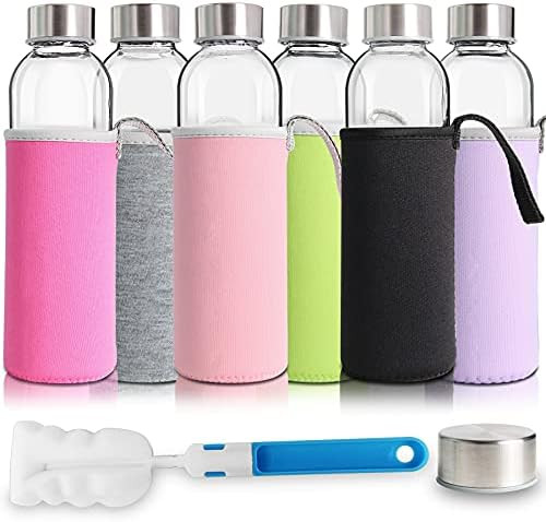 YEBODA Glass Water Bottles 18oz Bottles For Beverage and Juicer Use Stainless Steel Caps - Includ... | Amazon (US)