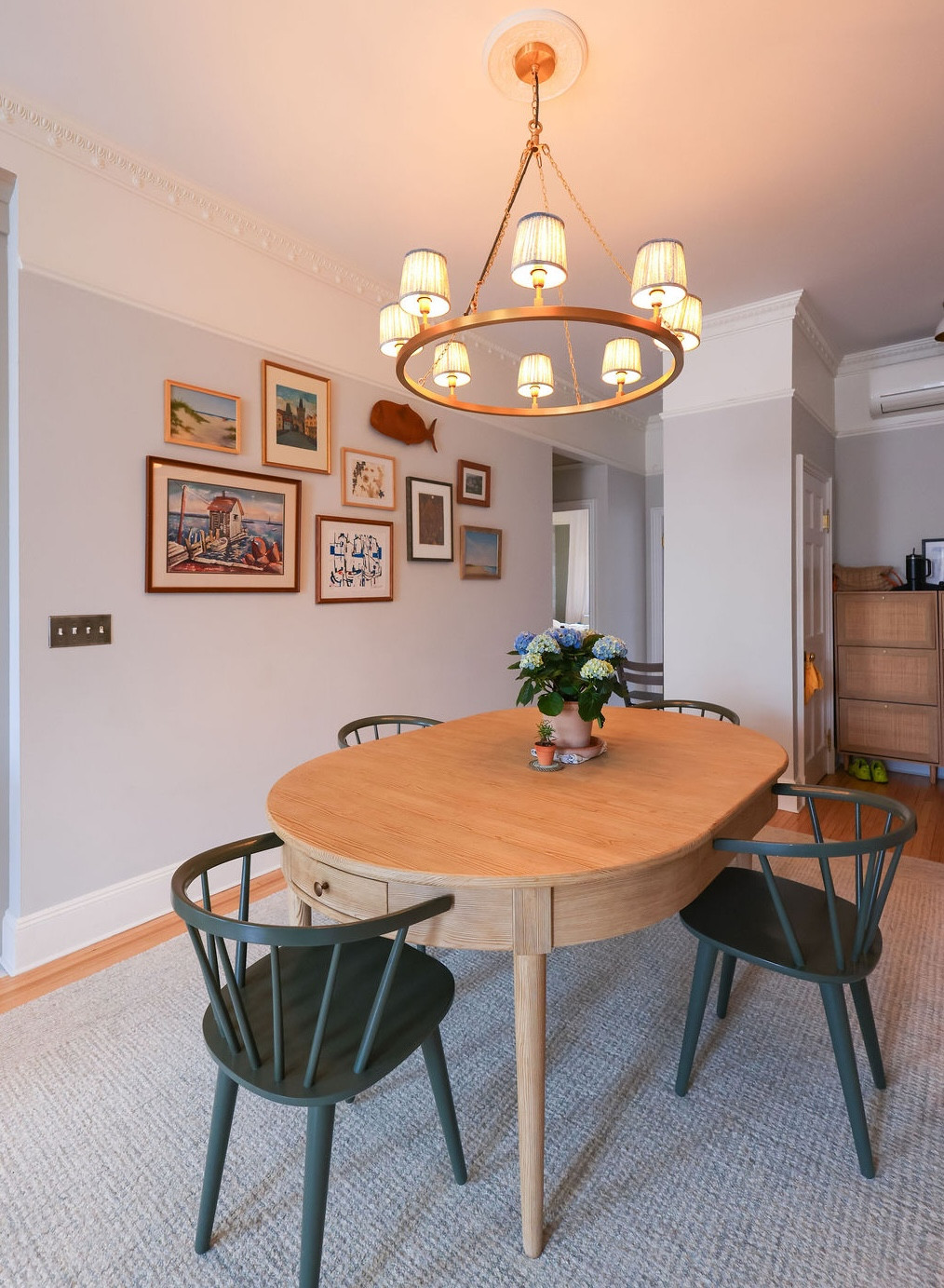 We love this sweet and kid friendly dining table in Brooklyn - the green pop and versatile exendable table help this family make formal and everyday accessible. 
#interiordesign #LTKHome 

 
