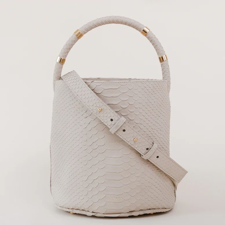 J. LOWERY Max Bucket Bag | Beige Python | J. LOWERY