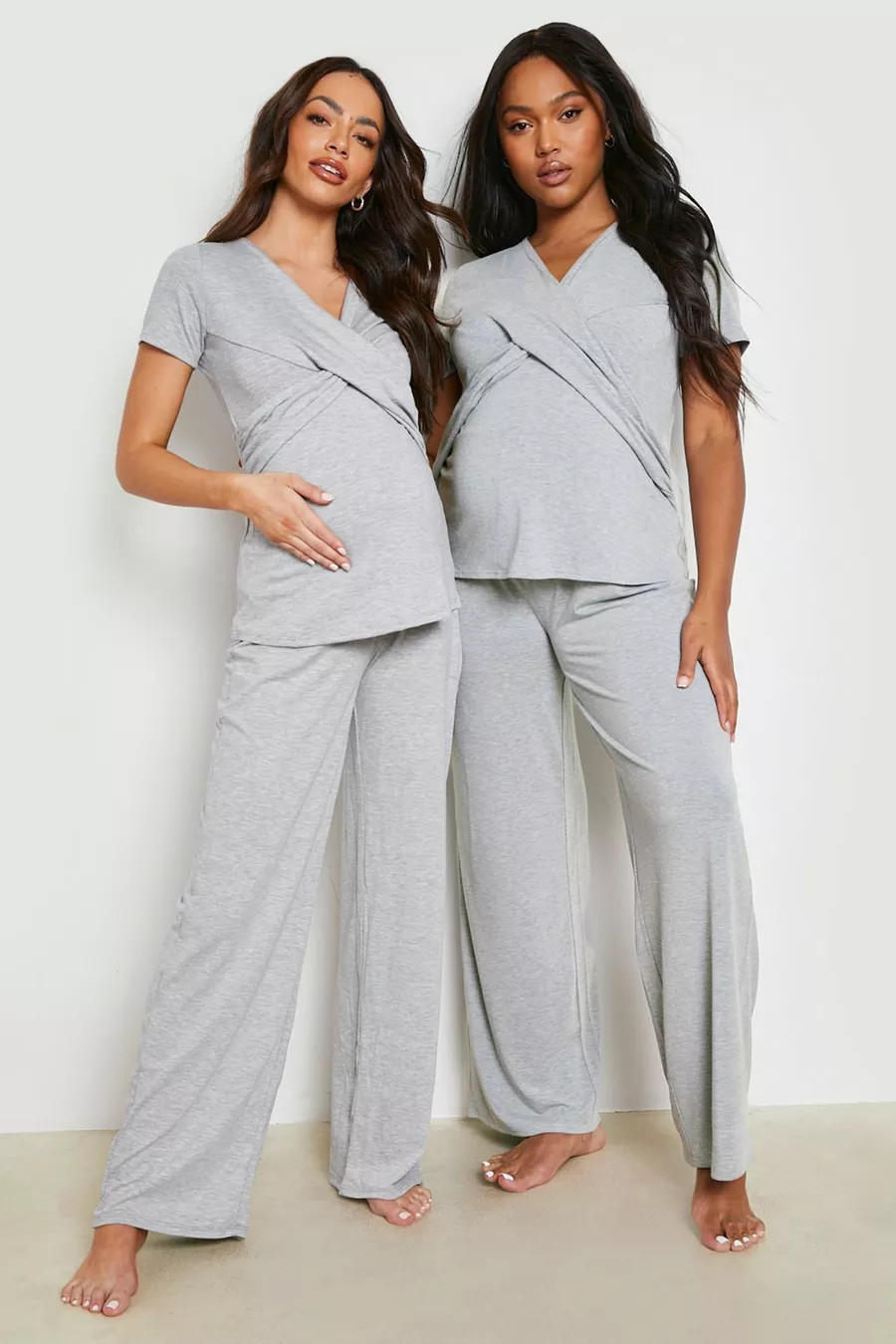 Maternity Wrap Front Nursing Pajama Pants Set | Boohoo.com (US & CA)