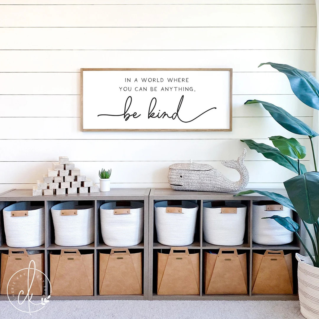 Inspirational Signs in a World Where You Can Be Anything, Be Kind Sign Home Decor Sign Wood Sign ... | Etsy (US)