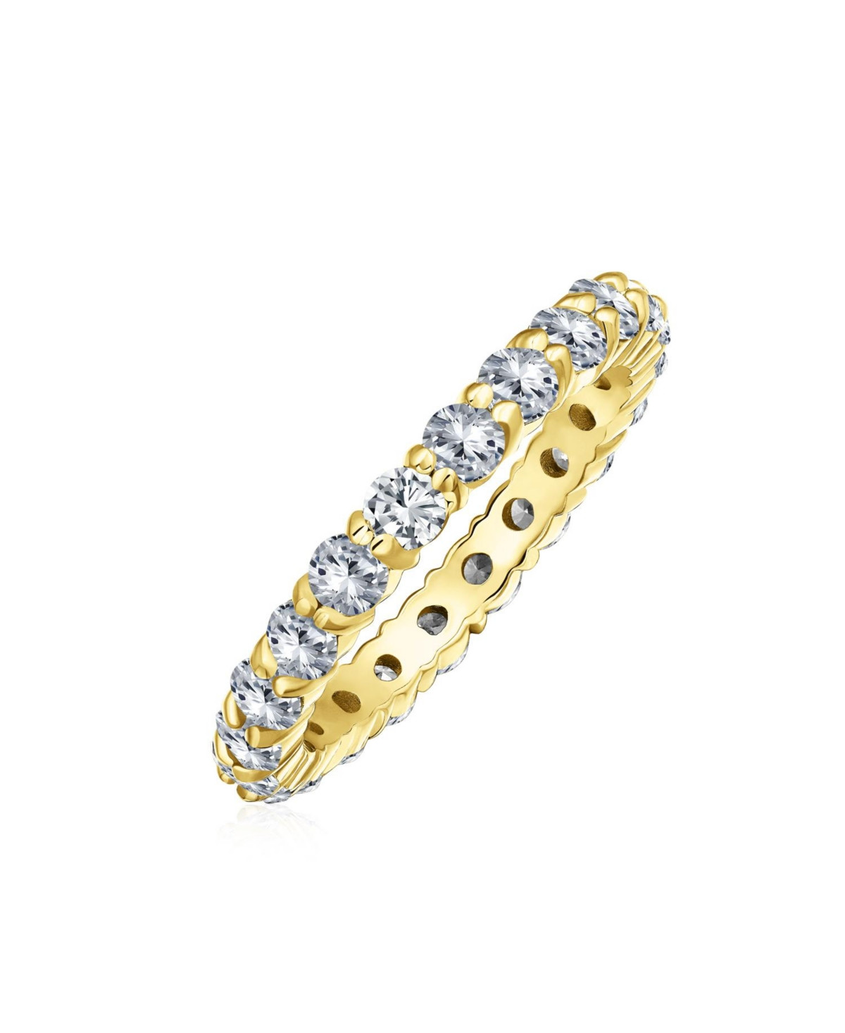 Bling Jewelry Cubic Zirconia Stackable Cz Eternity Thin 3MM Band Ring Sterling Silver - Yellow | Macy's