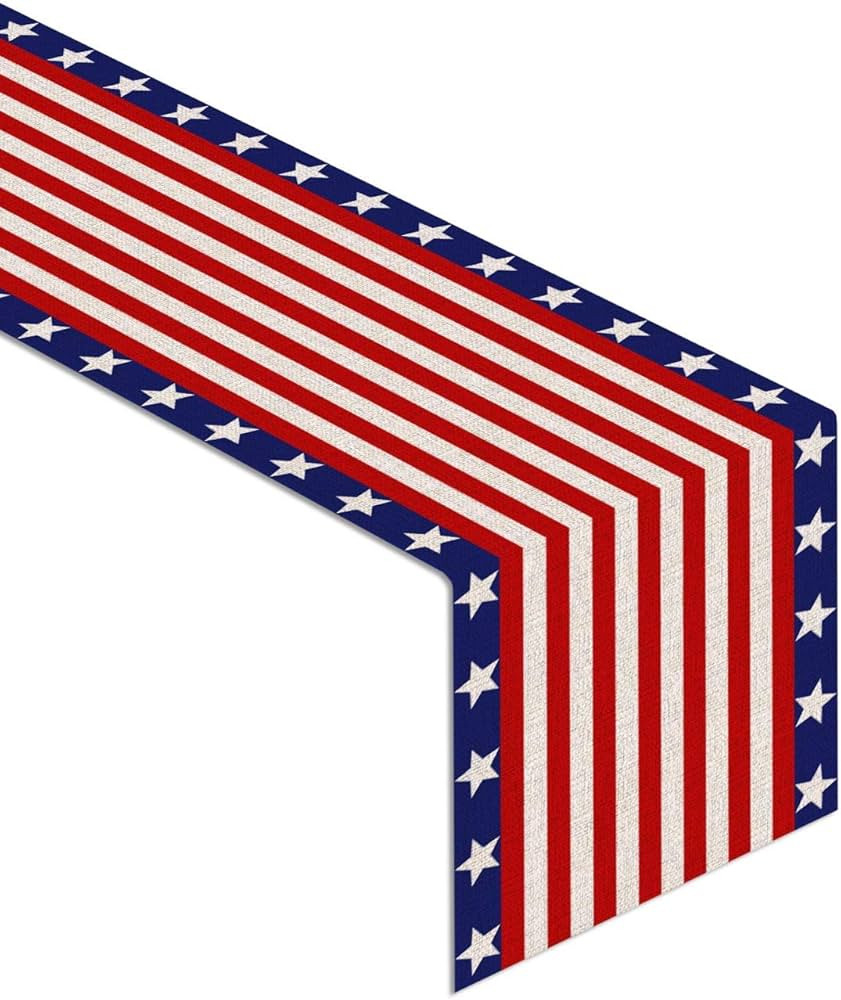 Linen 13x72'' Labor Day Table Runner American Stars and Stripes Flag Tablecloth Independence Day ... | Amazon (US)