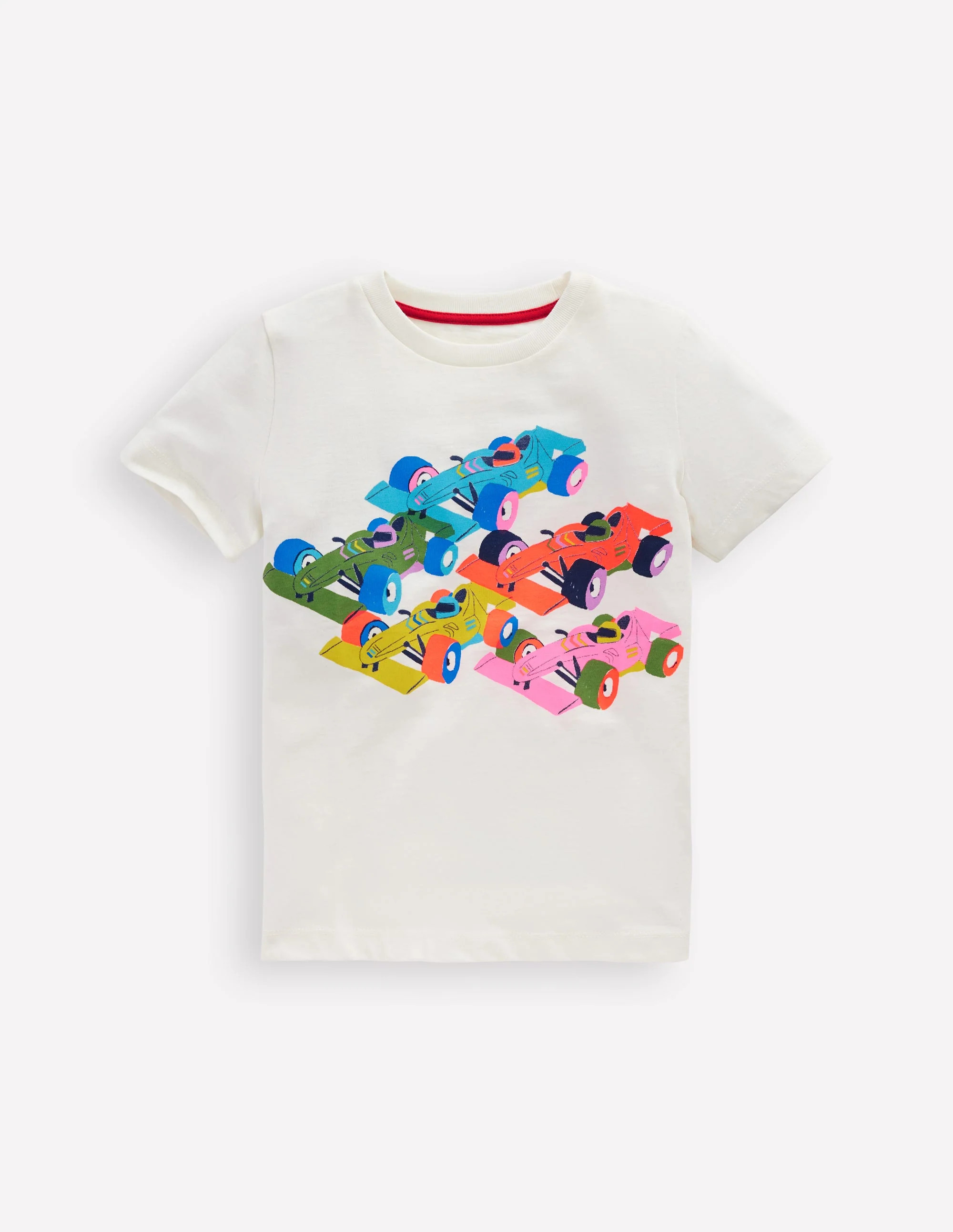 Short Sleeve Riso T-Shirt-Soft Ivory Race Cars | Boden (US)