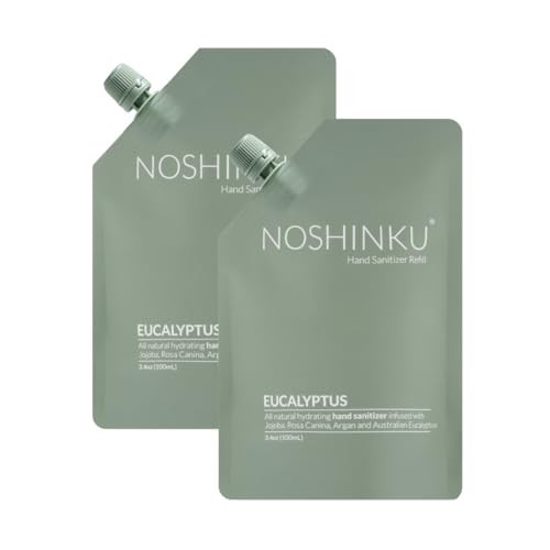 Noshinku Pocket Hand Sanitizer Spray Refill Pouch, Natural Moisturizing Hand Sanitizer Refill With 70% Sugarcane-Derived Alcohol, 200 mL (3.40 Fl Oz (Pack of 2), Eucalyptus) | Amazon (US)