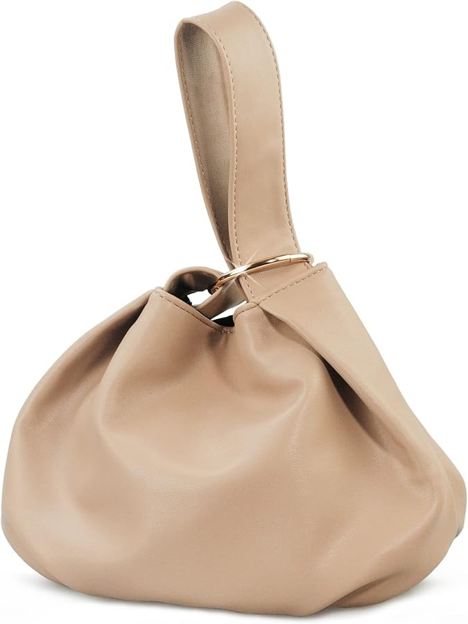 Women's Clutch Soft Vegan Leather Hobo Top Handle Bag Small Tote Purse | Amazon (US)
