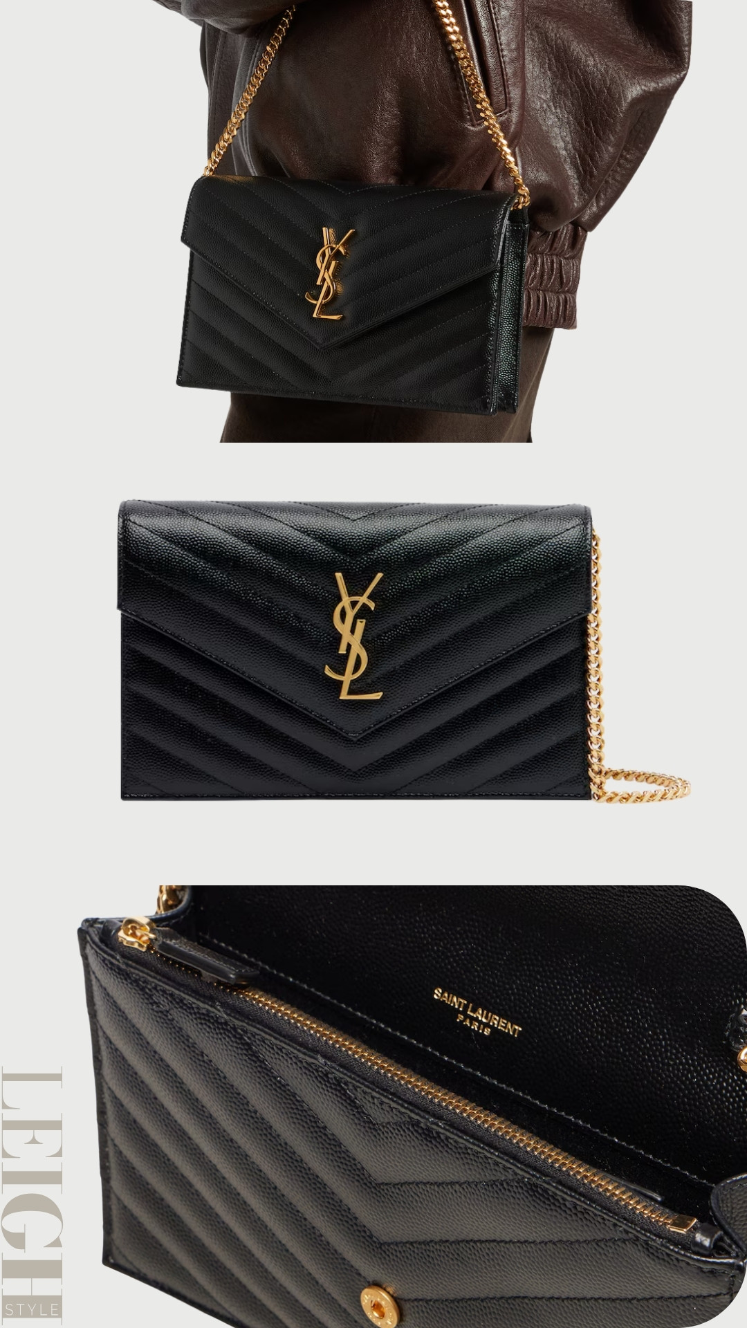 The iconic Saint Laurent Envelope Chain Wallet is the definition of effortless Parisian elegance. Crafted in black quilted leather with the signature YSL monogram in gold-tone hardware, this piece blends classic sophistication with modern edge.
 

 #LTKootd #LTKWorkwear #LTKTravel