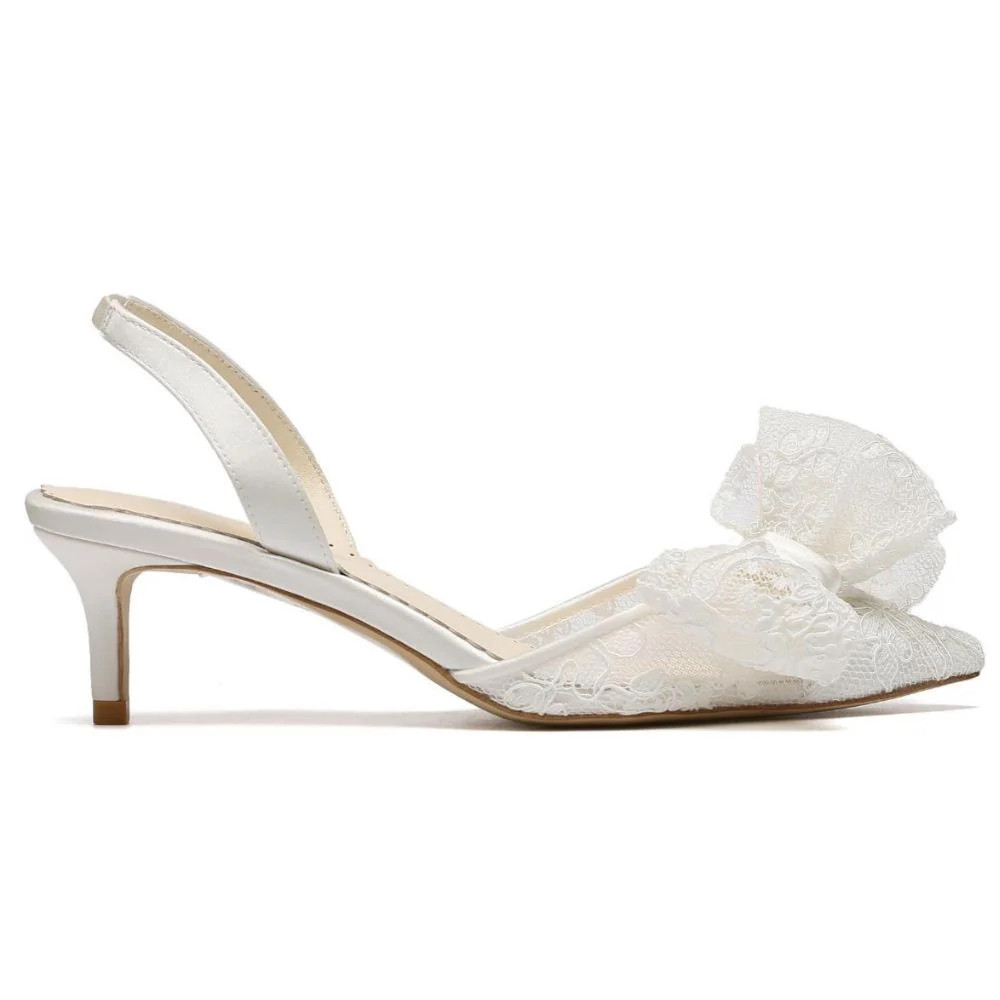 Lace Bow Slingback Kitten Heel | Bella Belle Shoes