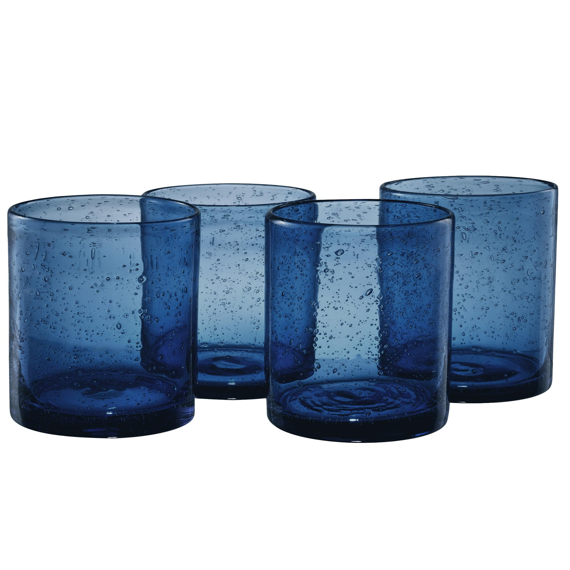 ARTLAND 14oz Double Old Fashion Glass, Set of 4 | Iris Seeded Design, Slate Blue | Drinking Glass... | Amazon (US)