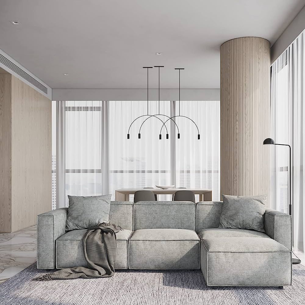 Acanva Luxury Modular Sectional Living Room Sofa Set, Modern Minimalist Style Couch with Ottoman ... | Amazon (US)