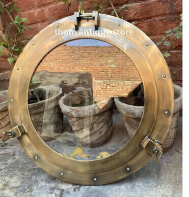 Antique Brass Finish Port Hole 17" Nautical Maritime Boat Ship Window Wall Glass | eBay US