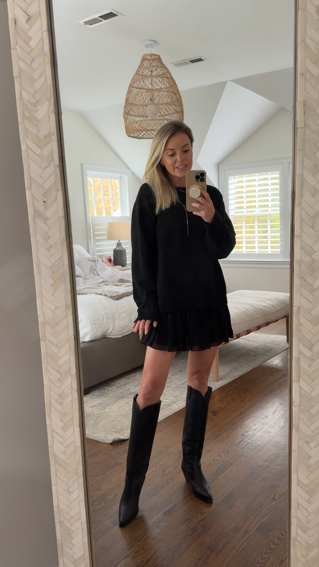Dress is under $100 with code THIRTY
-small sweater 
-size 4 dress 
-size 38 boots, I’m a 7.5 

#LTKFindsUnder100 #LTKSaleAlert