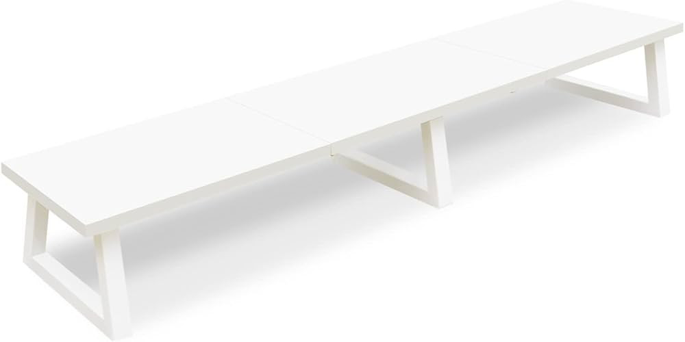 TEAMIX 42 inch White Monitor Riser for 2 Monitors, Wood Desktop Dual Stand with Metal Legs, Long ... | Amazon (US)