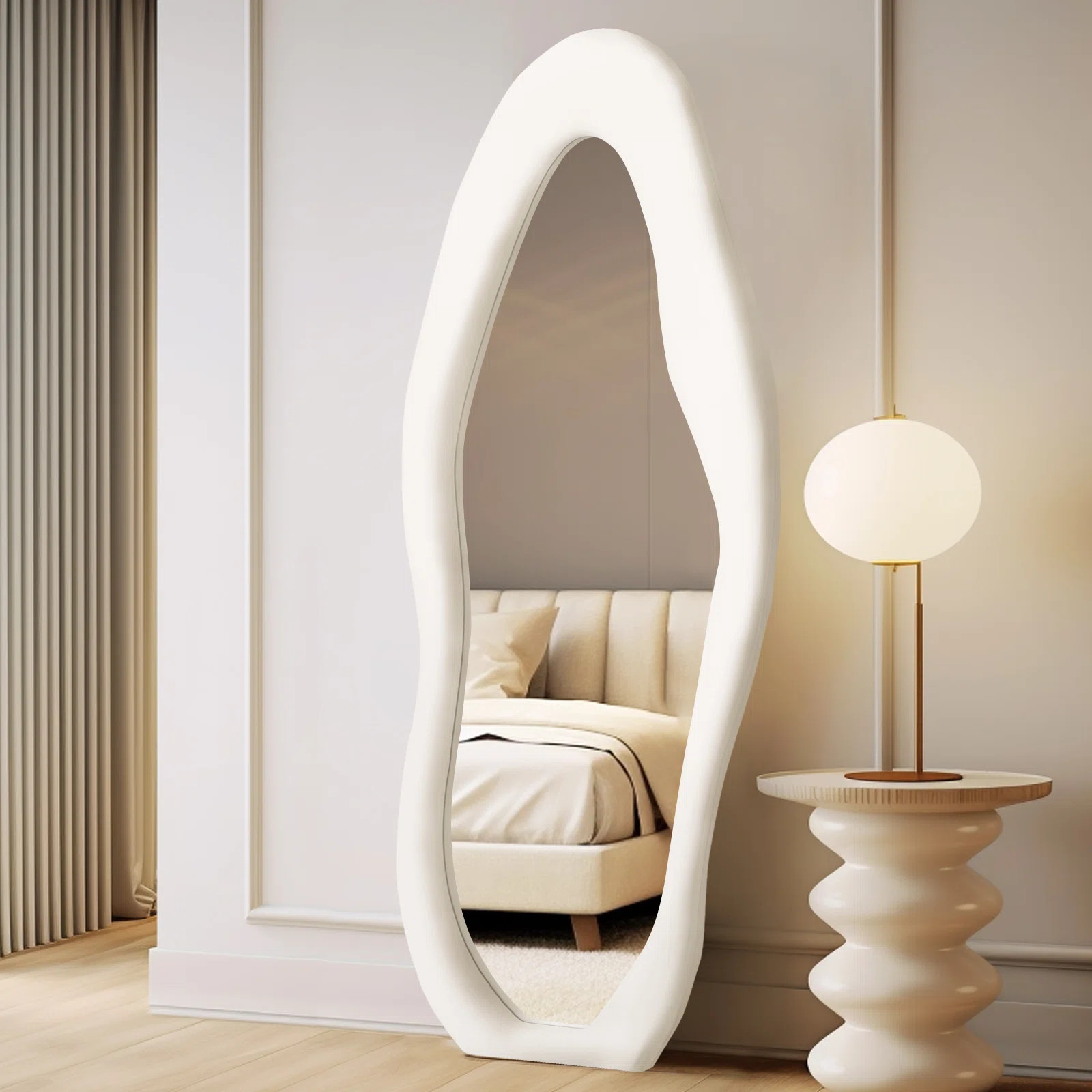 Wrought Studio™ Farkhan Manufactured Wood Wavy Floor Mirror | Wayfair | Wayfair North America