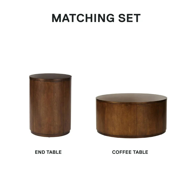 Better Homes & Gardens Miller Drum Coffee Table, Walnut - Walmart.com | Walmart (US)
