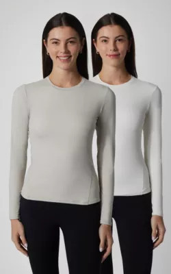 Yogalicious Women's 2 Pack Zenly Crew Neck Fitted Long Sleeve Top, XS | Belk
