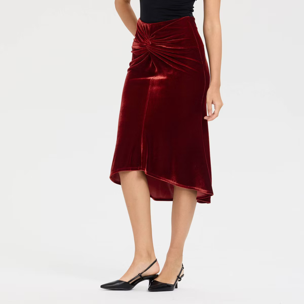 Women's Velvet Twist Midi Pull-On Skirt - A New Day™ | Target
