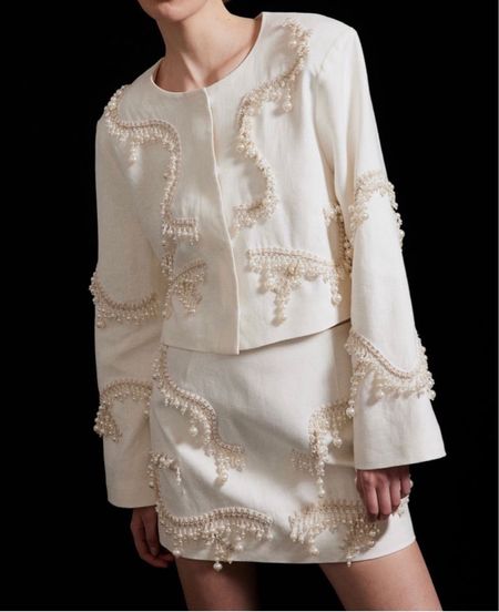 Pearl beaded linen jacket and skirt matching set 

#LTKfindsunder100 #LTKSeasonal #LTKstyletip