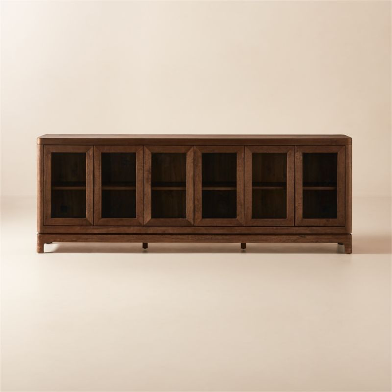 Truman 93" Acacia Color and Glass Door Credenza + Reviews | CB2 | CB2
