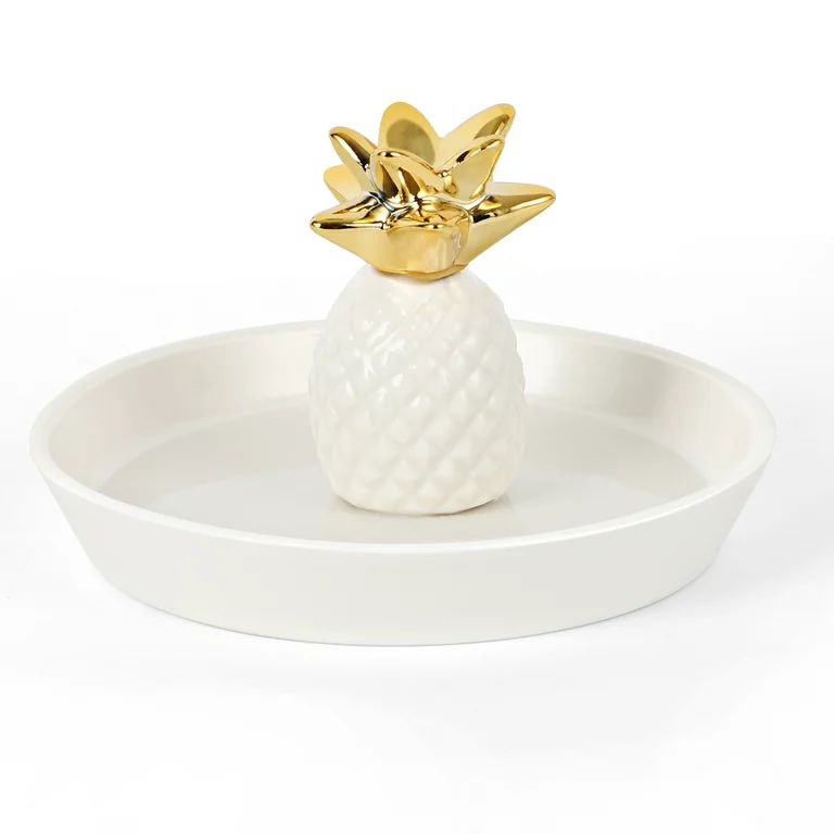 Ceramic Jewelry Dish Holder Tray for Nightstand and Vanity, Pineapple - Walmart.com | Walmart (US)